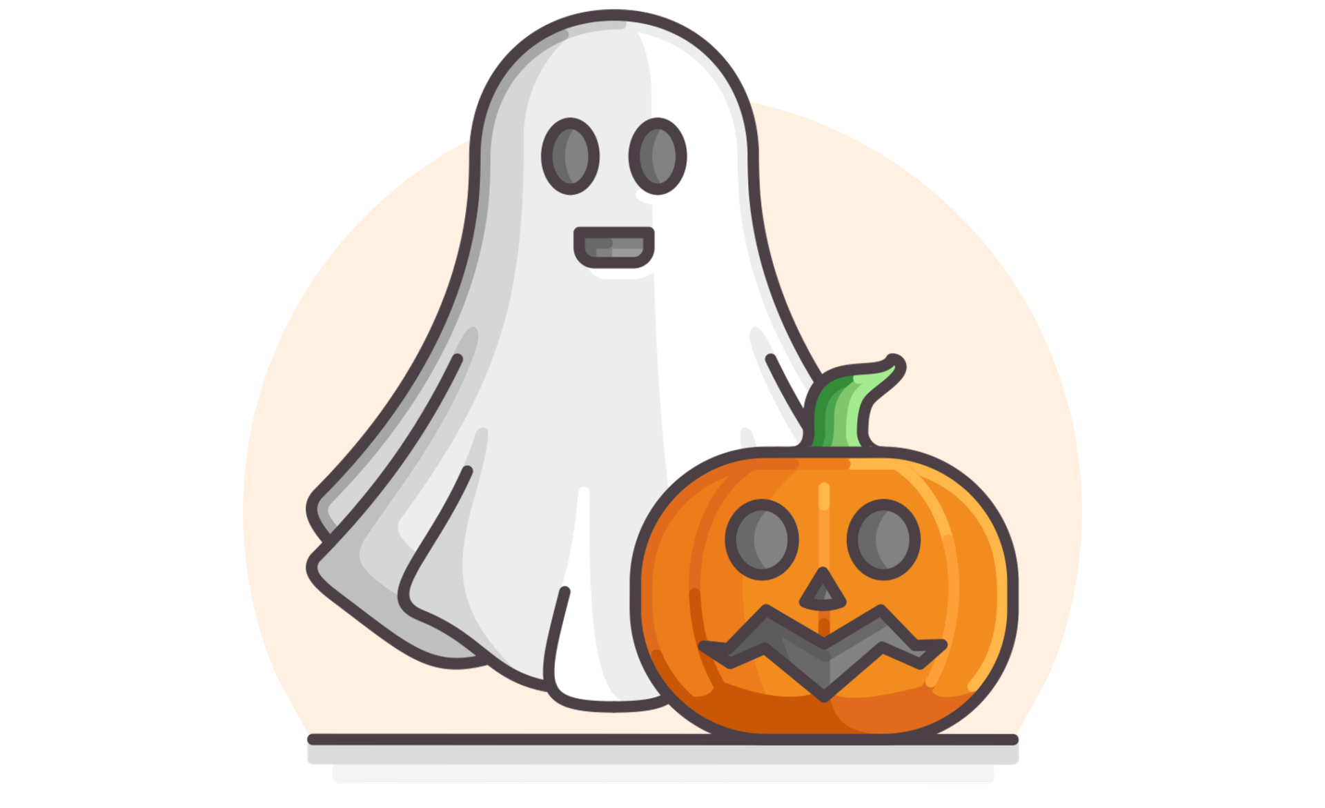 Floating ghost and jack-o'-lantern
