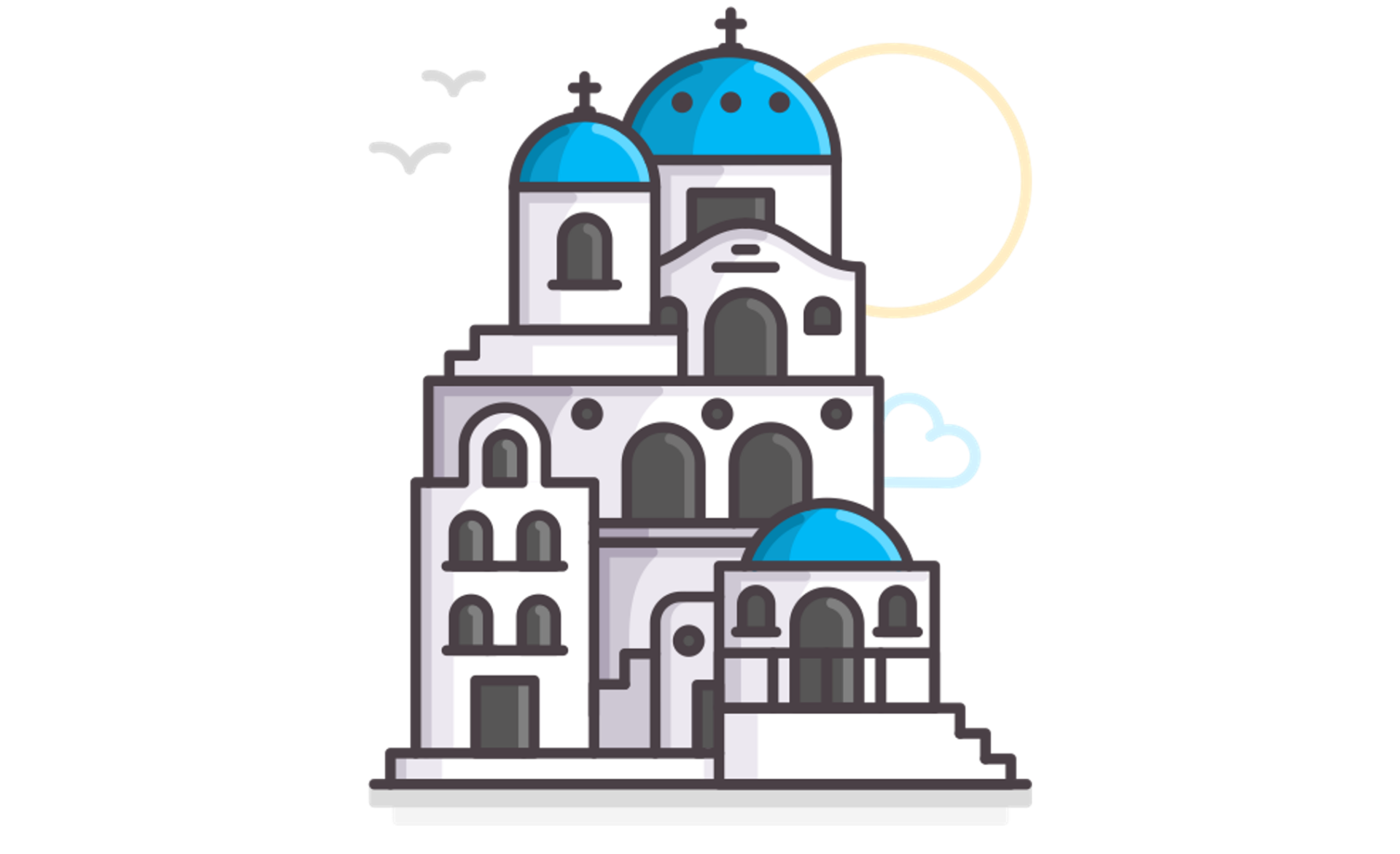 Icon of Santorini buildings in the Cycladic style