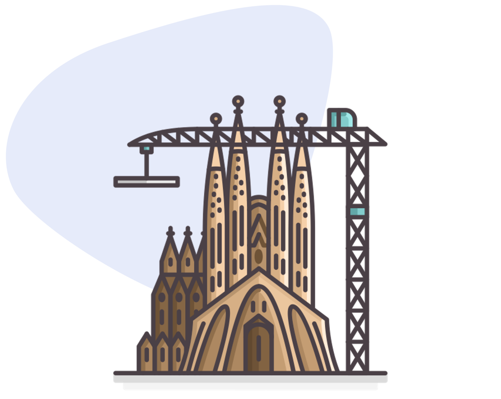 Under Construction Icon of Sagrada Familia under construction